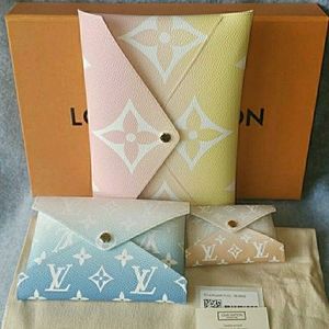 Louis Vuitton By Pool Kirigami Full Set Pink Blue Mist 3 Pouches Giant Monogram